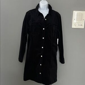 NWT GAP Denim Button Down Black Velvet Dress